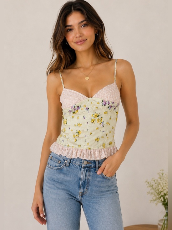 Steve Madden Tops - Steve Madden Women's Blossom Sleeveless Ruffle-Trim Top Size Small